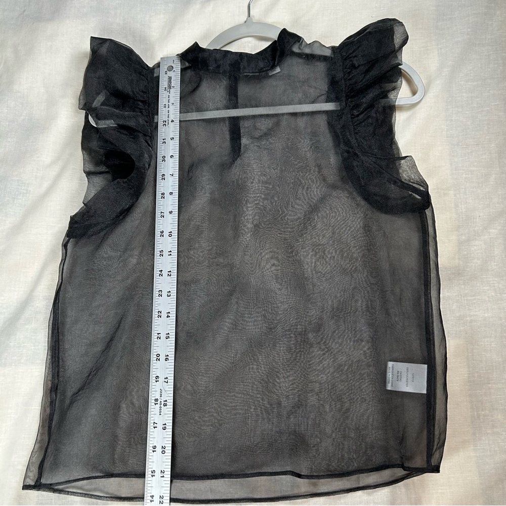 Joie Black Sheer Ruffle Sleeve Blouse - Picture 6 of 10